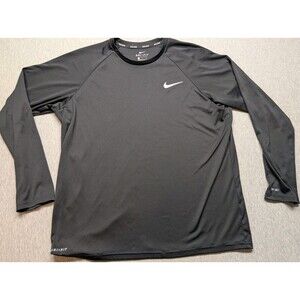 Nike Swim Hydroguard Dri-FIT Long Sleeve Shirt Navy Black UPF 40+ Large